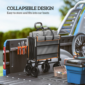 Outsunny 160L Folding Wagon w Adjustable Handle by Outsunny