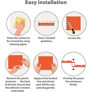 Glossy Retro 3D Backsplash Tile Stickers - Red / 30.5cm / 12 by WALPLUS