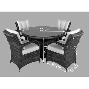 Arizona Round Rattan Patio Dining Set - Brown / 7 by Giardino