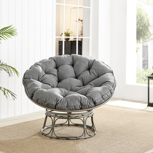 Moon Chair Rattan Cushioned Outdoor Garden Chair - Grey by FurnitureboxUK