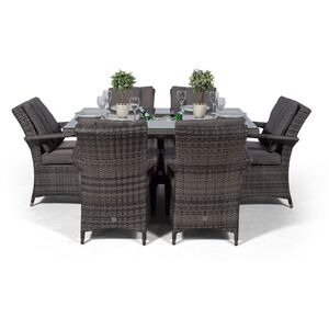 Arizona Square Rattan Patio Dining Set with Ice Bucket Drinks Cooler - Grey / 6 by Giardino