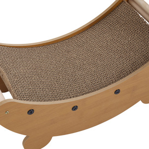 Moon-Boat Shaped Cat Bed and Scratcher Combo - Wood by Livingandhome