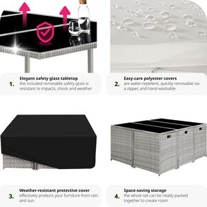 Malaga 641 Rattan Garden Furniture Set with Protective Cover by tectake