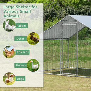 Large Spire-Shaped Chicken Coop - Silver by Costway