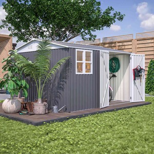 BIRCHTREE Garden Shed with Window - Grey / 10x10ft by BIRCHTREE