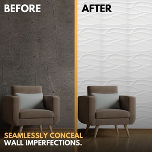 3D Wall Panels (50x50 cm) PVC Cladding Panel Wavy Wave Effect by NOVECRAFTO