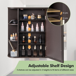 Mirrored Bathroom Hanging Cabinet - Brown by Costway