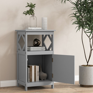 Bathroom Floor Cabinet Single Door Storage Cabinet - Grey by Costway