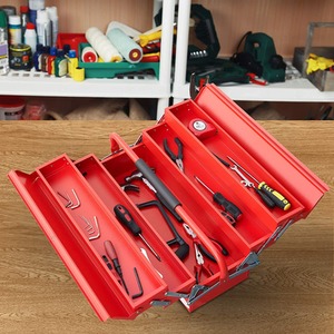 DURHAND 3 Tier Metal Tool box - Red / 41cm / 21 - 34 cm by DURHAND