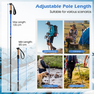 2 Pcs Collapsible Walking Stick - Blue by Costway