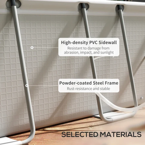 Rectangle Steel Frame Swimming Pool with Ladder and Pump - Grey by Furnico Living Ltd