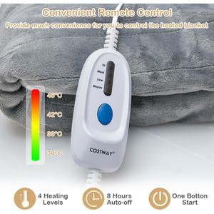 Electric Heated Blanket Soft Heating Blanket Throw - Grey by Costway