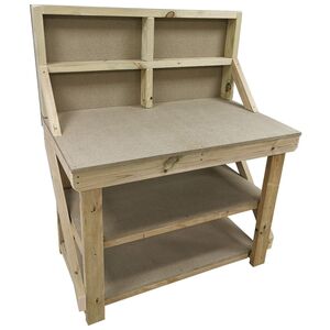 Unimdf Top Workbench With Back Panel And Double Shelf by Arbor Garden Solutions