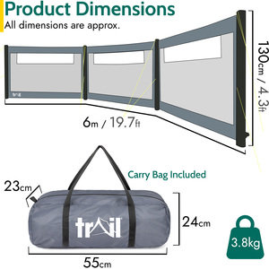 Inflatable Camping Windbreak - Grey / 3 Panel Windbreak by Trail
