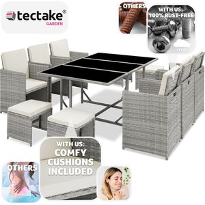 Malaga 641 Rattan Garden Furniture Set with Protective Cover by tectake
