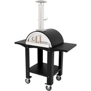 Free Standing Extra Large Pizza Oven with Prep Stations - Black by Fresh Grills