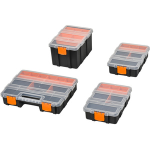 DURHAND DURHAND Set of 4 Plastic DIY Tool Storage Boxes - Orange and Black by DURHAND