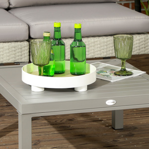 Outsunny Outdoor Patio Sofa Set with Table Cushions Stool - Light Grey by Outsunny