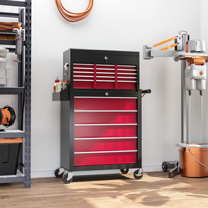 HOMCOM Rolling Tool Chest Lockable Roller Cabinet - Red by HOMCOM
