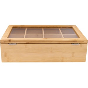 Bamboo 8 Compartment Tea Bag Organiser - Brown by Maison Des Cadeaux