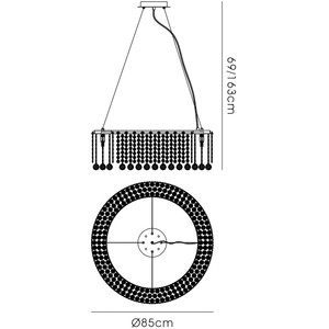 Empire 85cm Ceiling Pendant Chandelier, G9, Polished Chrome, Crystal - Polished Chrome