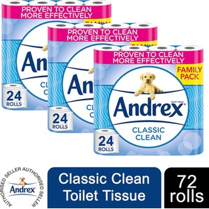 Andrex Toilet Rolls Classic Clean Fragrance-Free 2 Ply Toilet Paper by Andrex