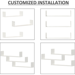 HOMCOM Set of 3 Wooden U Shaped Shelves - White by HOMCOM