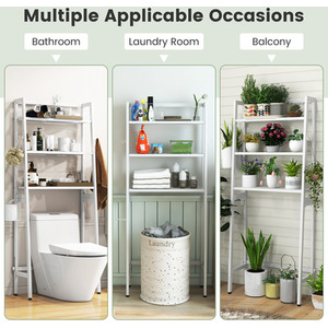 3-Tier Free Standing Above Toilet Rack Stand - White by Costway