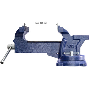 Bench Vice - cast iron, with anvil, rotatable, 2 locking screws - Blue / 10cm by tectake