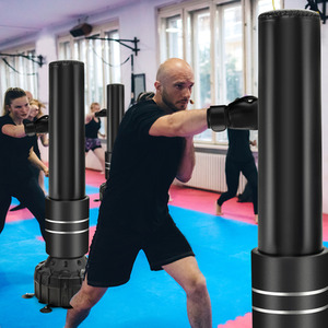 Freestanding Punching Bag Kickboxing Bag - Black by Costway