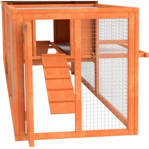 PawHut Wooden Guinea Pig Hutch with Run - Orange by PawHut