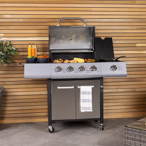 Melbourne 4 Burner Premium Gas BBQ - Silver by Charles Bentley