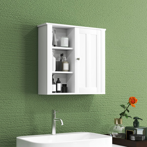 HOMCOM Bathroom Wall Cabinet with Adjustable Shelves - White by HOMCOM