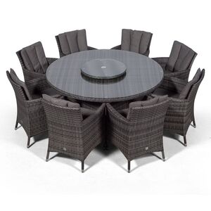 Savannah Round Rattan Patio Dining Set - Grey / 8 by Giardino