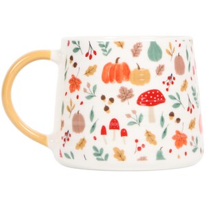 Autumn Design Print Ribbed Mug - White by The Fall Collection