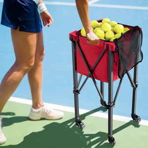 Foldable Tennis Ball Cart - Red by Costway