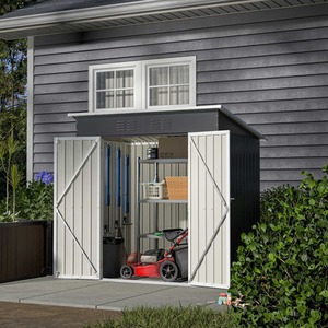 Metal Garden Shed With Free Foundation - Anthracite & White / 4ft x 6ft by BIRCHTREE