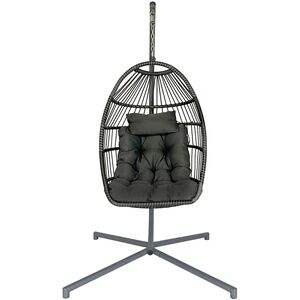Outdoor Indoor Wicker Hanging Chair - Grey by Furniture One