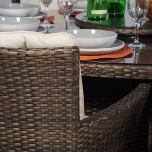 Savannah Round Rattan Patio Dining Set - Brown / 8 by Giardino