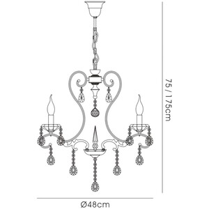 Vela Ceiling Pendant Chandelier 3 Light French Gold, Crystal - French Gold