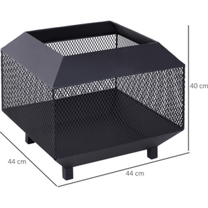 Outsunny Garden Square Firepit Heater Stove - Black by Outsunny