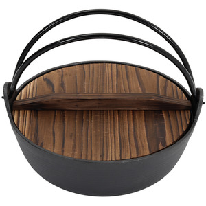 Camping Cast Iron Pot with Wooden Lid - Black / 29cm by Livingandhome