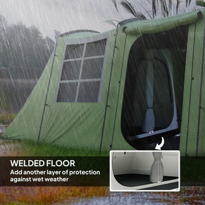 Outsunny 3-4 Man Tunnel Tent with Porch, 3000mm Waterproof - Green by Outsunny