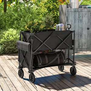 Outsunny Double Decker Folding Trolley Cart with 200KG Capacity - Black by Outsunny