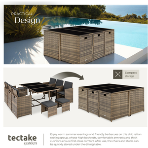 Malaga 641 Rattan Garden Furniture Set with Protective Cover by tectake