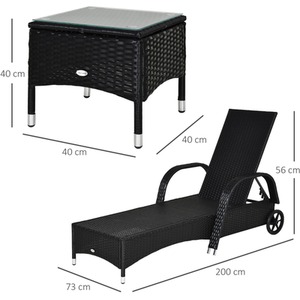 Outsunny Wicker Rattan Sun Lounger Set - Black by Outsunny