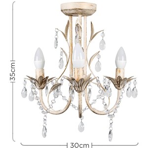 Odelia 3 Way White Ceiling Light Chandelier - White by ValueLights