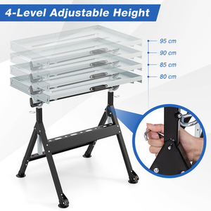 Folding Welding Table 180 Kg Load Tiltable Steel Workbench - Black by Costway