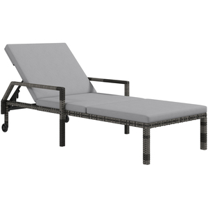 Outsunny Rattan Wicker Chaise Sun Lounger - Dark Grey by Outsunny