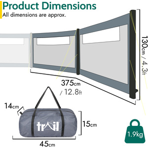 Inflatable Camping Windbreak - Grey / Double Extension ONLY by Trail